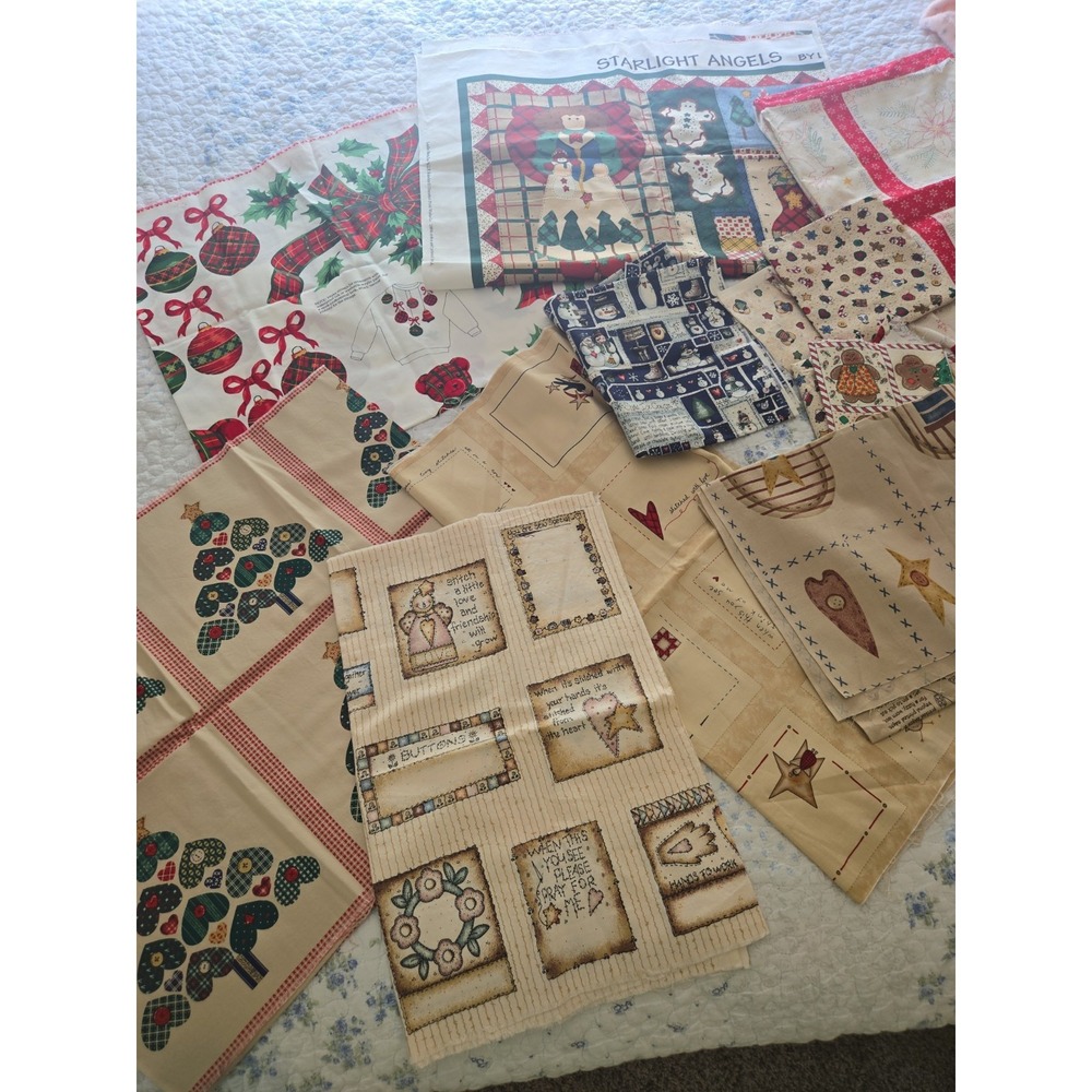 Fabric Lot Vintage Quilting Christmas Primitive Country